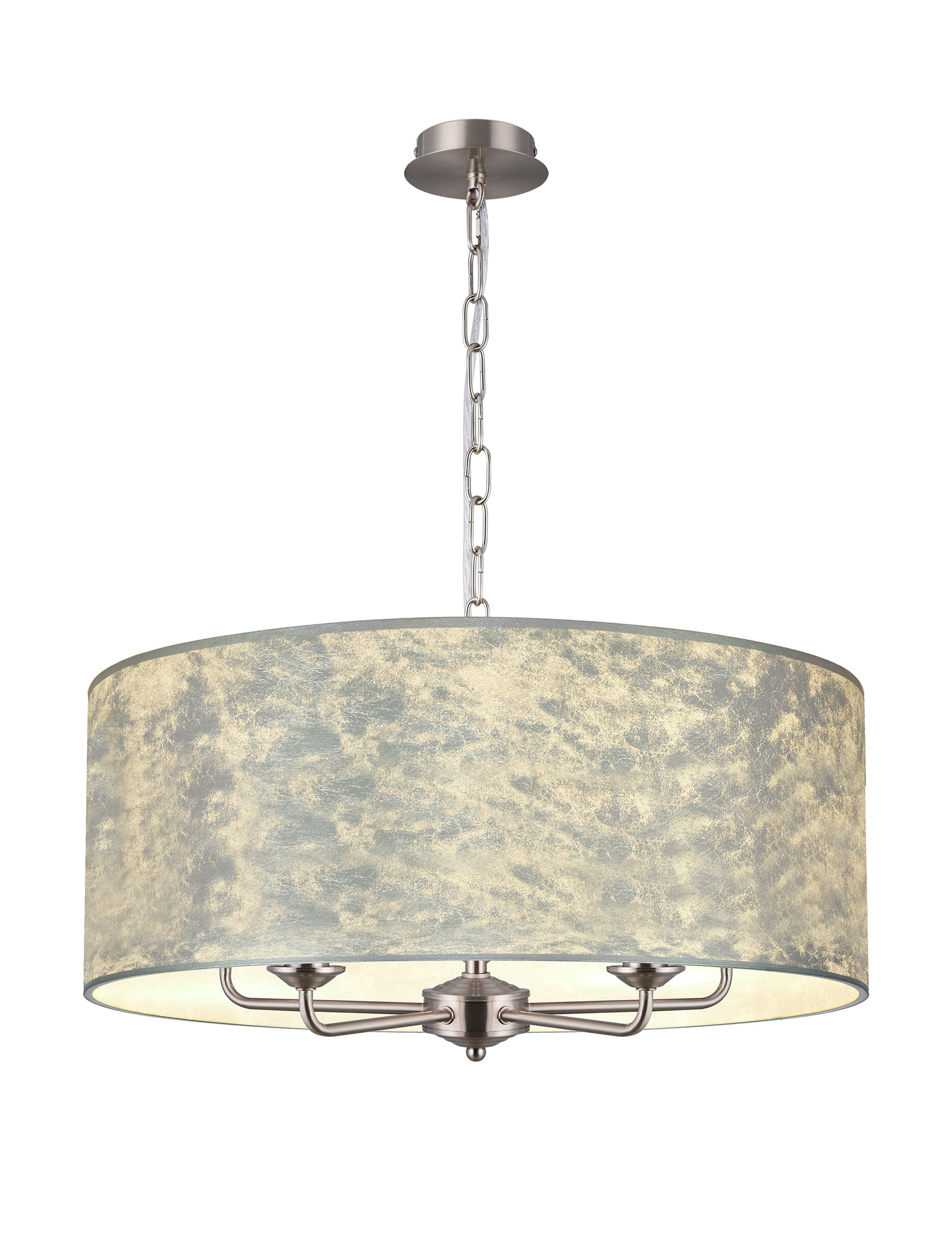 DK0679  Banyan 60cm 5 Light Pendant Satin Nickel, Silver Foil